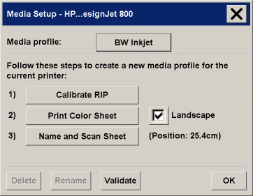 media setup dialog