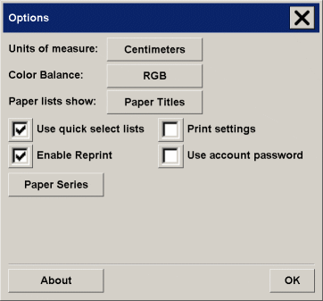 options dialog