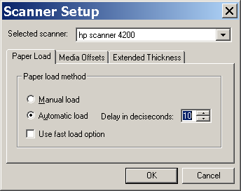 scanner setup options dialog
