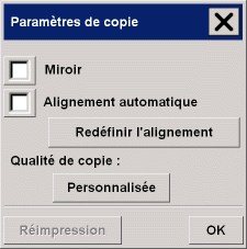 bote de dialogue Paramtres de copie