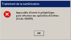message d'erreur d'impression