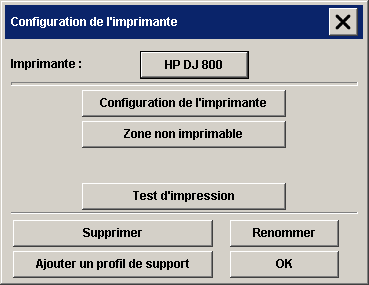 bote de dialogue Configuration de l'imprimante