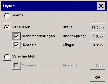 Auswahl Panelierungslayout