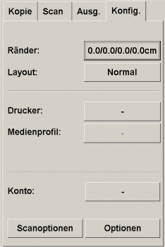Registerkarte Konfiguration ohne Drucker