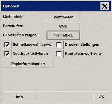 Dialogfeld Optionen