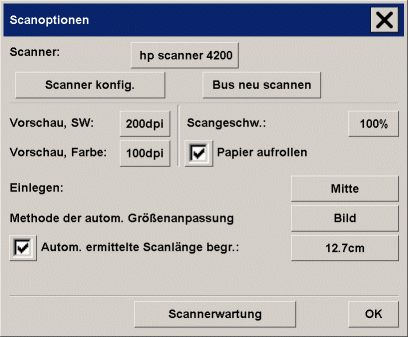 Dialogfeld Scanoptionen