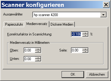 Scanner-Medienversatz