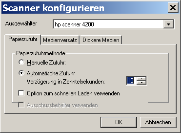 Optionsdialogfeld Scanner konfigurieren