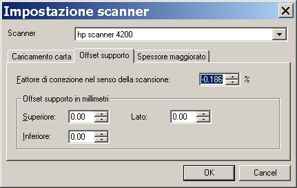 offset supporto di scansione