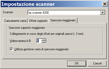 spessore maggiorato del supporto di scansione