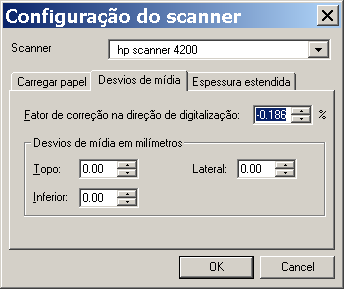 deslocamento de mídia do Scanner
