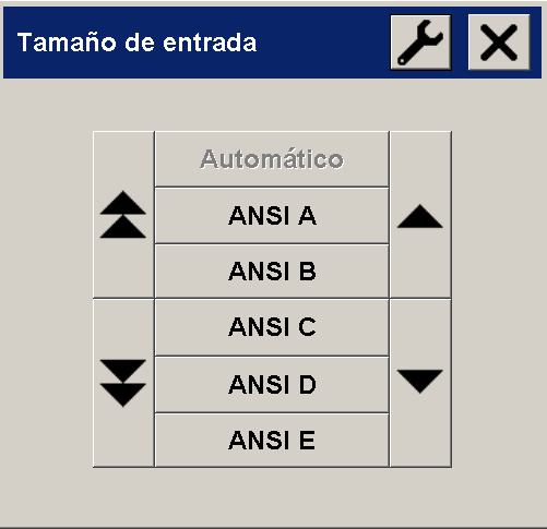 menú tamaño de entrada