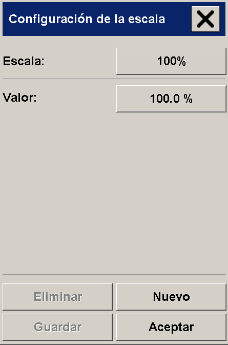 cuadro de diálogo de configuración de la escala