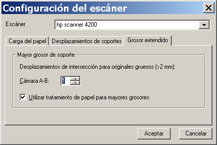 grosores extendidos con el escáner