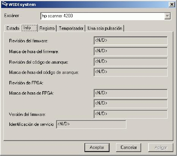 información del firmware de WIDEsystem