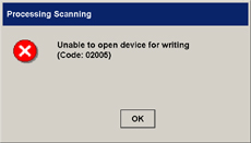 error message when printing