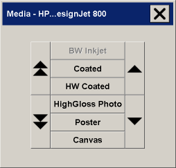 media profile selection dialog