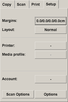 setup tab with no printer