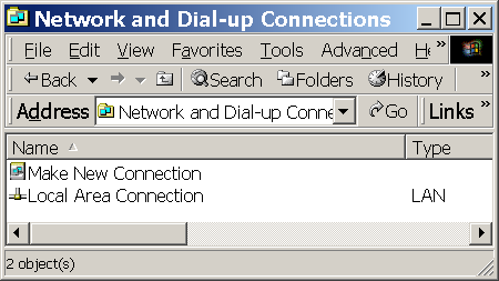 network and dial-up connections window