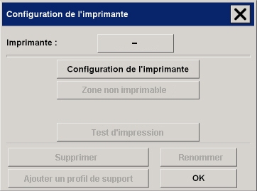 bote de dialogue Configuration de l'imprimante (aucune imprimante spcifie)