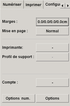 onglet Configuration (aucune imprimante spcifie)
