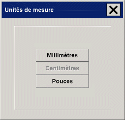 options de la bote de dialogue Units de mesure