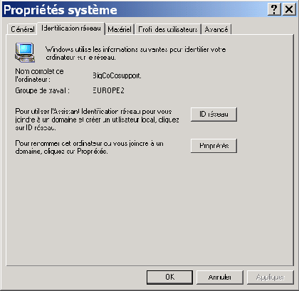 fentre Proprits du systme
