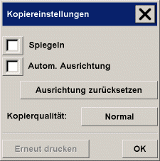 Feld Kopiereinstellungen