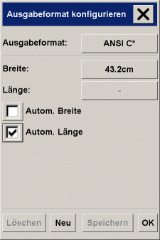 Dialogfeld zum Einstellen des Ausgabeformats