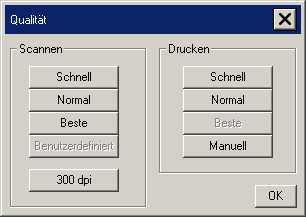 Dialogfeld Qualitätseinstellungen