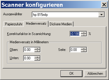 Scanner-Medienversatz
