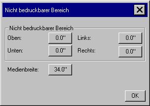 Dialogfeld Nicht bedruckbarer Bereich