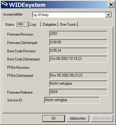 WIDEsystem-Firmwareinformationen