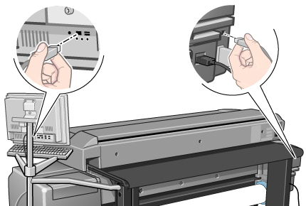 USB-Verbindung zwischen Computer und Drucker