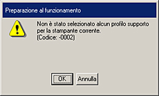 messaggio di errore di stampa