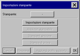 finestra di dialogo Impostazioni stampante priva di stampanti