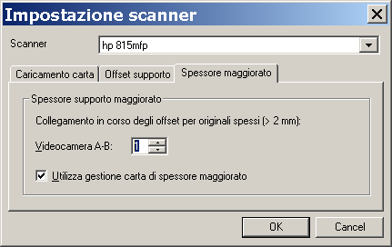 spessore maggiorato del supporto di scansione