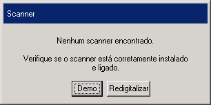 mensagem de que nenhum scanner foi encontrado