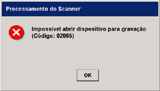 mensagem de erro ao imprimir