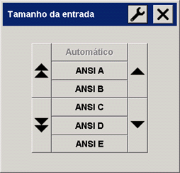 caixa de diálogo configuração do tamanho de entrada