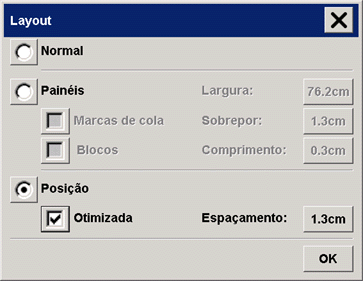 seleção de layout de posição