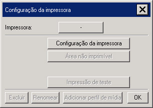 caixa de diálogo de configuração da impressora sem impressora