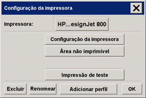 caixa de diálogo de configuração da impressora