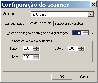 deslocamento de mídia do Scanner