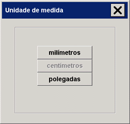 opções de unidades de medida