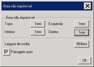 caixa de diálogo área não imprimível
