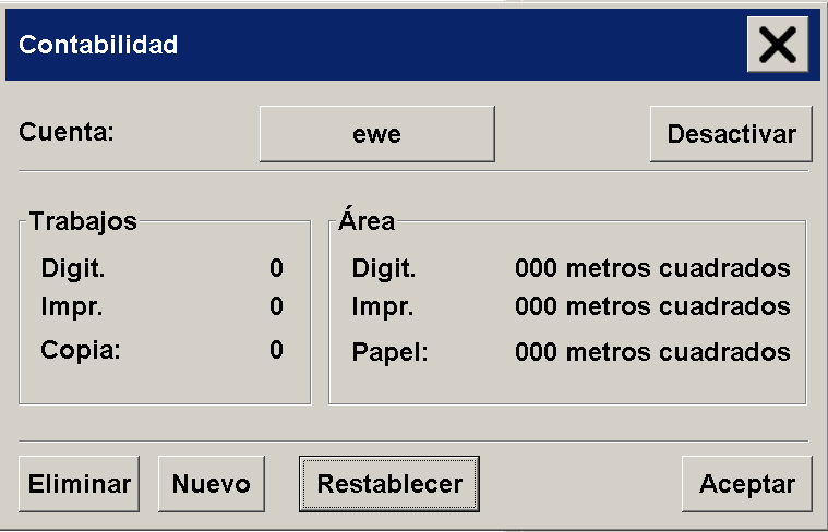 cuadro de diálogo configuración de cuenta