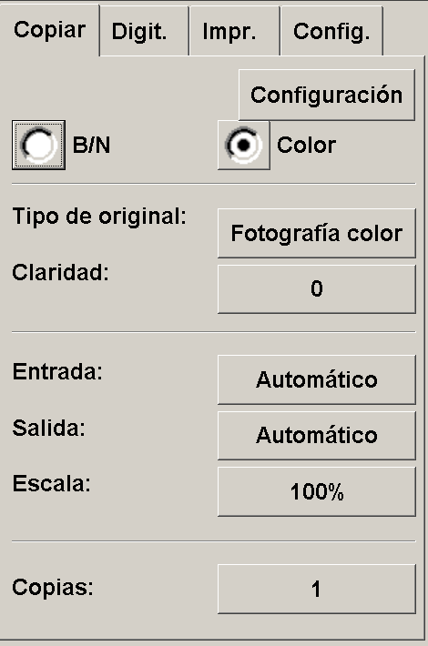 cuadro de diálogo de preferencias de copia