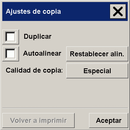 cuadro de ajustes de copia