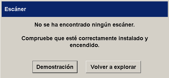 mensaje no se ha encontrado ningún escáner